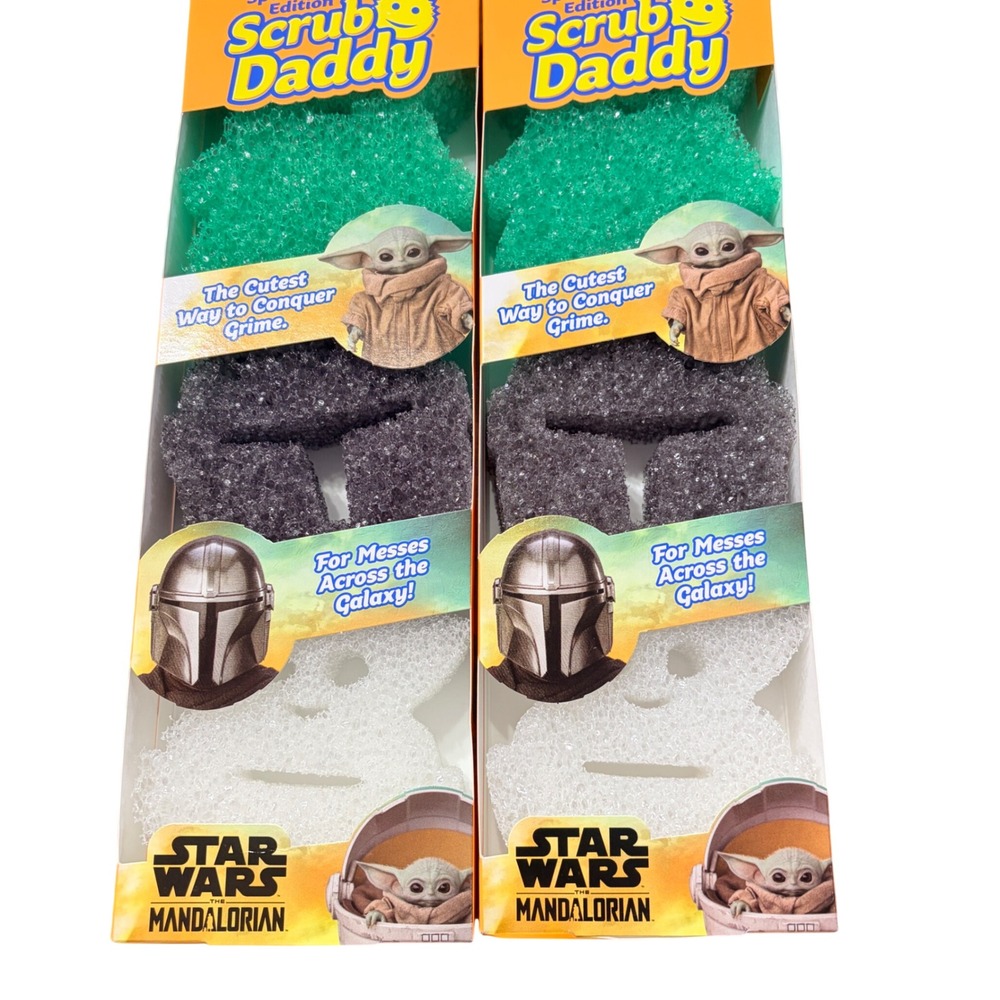 Scrub Daddy Star Wars The‎ Mandalorian Grogu Mando 3-Pack Sponges Lot of 2 Boxes